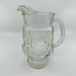 Vintage Anchor Hocking Rainflower Clear Pressed Glass Pitcher